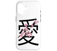 Love Kanji Symbol & Sakura Flowers Valentine’s Day Coque pour iPhone 16