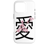 Love Kanji Symbol & Sakura Flowers Valentine’s Day Coque pour iPhone 16 Pro