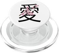 Love Kanji Symbol & Sakura Flowers Valentine’s Day PopSockets PopGrip pour MagSafe