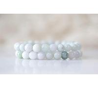 LOVE KUSH JEWELRY Natural Jade Bracelet 8mm, Light Green Jadeite, Promote Happiness, Good Luck, Attract Abundance, Yin Yang Balance, Jadeite 8mm, Jade