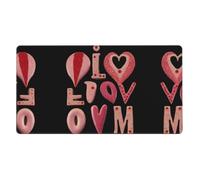 Love Letters Grand sous-main pour clavier, base en caoutchouc, motif imprimé complet pour bureau, jeu, ordinateur portable, PC Noir