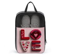 Love Letters Sac à chaussures en tricot à la main pour voyage, usage quotidien, sac de rangement anti-poussière pour chaussures de golf Rouge Rose