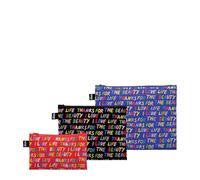 Love Life Blue, Black, Red Zip Pockets, Multicolore, L, Mallette cosmétique