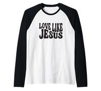Love Like Jesus - Design rétro chrétien Groovy Polices Faith Manche Raglan
