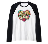 Love Like Jesus Religious God Faith Groovy Christian Girls Manche Raglan
