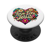 Love Like Jesus Religious God Faith Groovy Christian Girls PopSockets PopGrip Adhésif