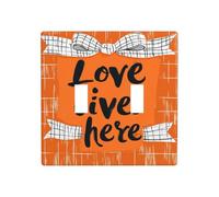 Love Lives Here On Orange Bow Double Gang Bascule Plaque Murale Interrupteur Décor Taille Standard - 11,4 x 11,4 cm