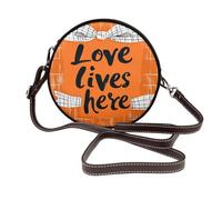 Love Lives Here On Orange Bow Sac à bandoulière rond en cuir pour femme