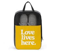 Love Lives Here on Sac à chaussures jaune pour voyage, usage quotidien, sac de rangement anti-poussière pour chaussures de golf