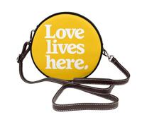 Love Lives Here On Yellow Sac à bandoulière rond en cuir pour femme