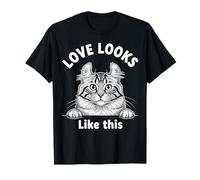 Love Looks Like This American Curl Funny Peeking Cat Amoureux T-Shirt