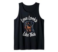 Love Looks Like This Rottweiler, Amoureux des Chiens, Hommes, Femmes et Enfants Débardeur