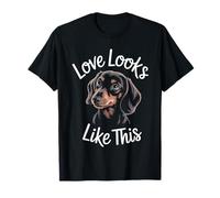 Love Looks Like This Teckel Amoureux des Chiens Hommes, Femmes, Enfants T-Shirt