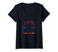 Love Me Like You Love Game Day Fan Passion T-Shirt avec Col en V, Femme, Noir, XXL