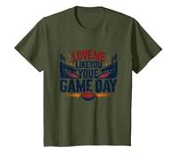 Love Me Like You Love Game Day Fan Passion T-Shirt, Enfant, Olive, 6 Ans