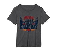 Love Me Like You Love Game Day Fan Passion T-Shirt, Femme Grandes Tailles, Chiné Foncé, 6X