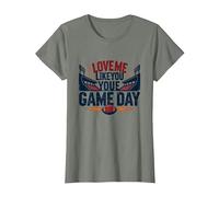 Love Me Like You Love Game Day Fan Passion T-Shirt, Femme, Vert Kaki chiné, S