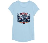 Love Me Like You Love Game Day Fan Passion T-Shirt, Fille, Bleu Céleste, XS