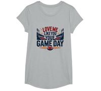 Love Me Like You Love Game Day Fan Passion T-Shirt, Fille, Gris Chiné, M