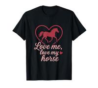 Love Me Love My Horse Cursive Cœur Graphique T-Shirt