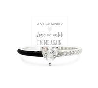 Love Me Until I'M Me Again Bague demi-émail noir en forme de cœur Noir, 6-9, Cuivre, irrégulier