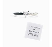 Love Me Until I'M Me Again Heart-Cut Half Enamel Ring, S925 Sterling Silver Heart Ring Self-Love Ring Jewelry Gift Birthday Christmas Valentines Gifts for Women, Daughter, Wife, Friends (Black,US 7)