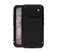 LOVE MEI Coque intégrale en métal pour iPhone 17 Pro (6,3), de qualité militaire, résistante aux chocs, à la poussière, avec protecteur d'écran en verre trempé intégré pour iPhone 17 Pro (noir)