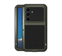 LOVE MEI Coque militaire robuste pour Samsung Galaxy S25 FE 5G, avec protection d'écran en verre trempé, anti-chocs, anti-poussière, anti-rayures, hybride en métal et gel de silicone (vert)