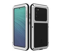 LOVE MEI Coque pour Samsung Galaxy S20 5G 6,2" avec protection d'écran en verre trempé, anti-chocs, anti-poussière, anti-rayures, hybride en métal et gel de silicone très résistante (argenté)
