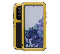 LOVE MEI Coque pour Samsung Galaxy S20 FE 5G, Outdoor Sports Heavy Duty Métal Blindé Coque Étanche Antichoc Anti-poussière Full Body Protection Case avec Verre trempé pour Galaxy S20 FE 5G (Jaune)