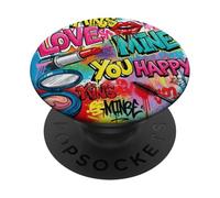 Love Mine You Happy Makeup Graffiti Chic Girs and Womens PopSockets PopGrip Adhésif