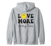 Love More Worry Less Rétro Smile Face Happy Face Positive Sweat à Capuche