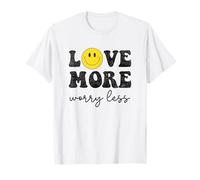 Love More Worry Less Rétro Smile Face Happy Face Positive T-Shirt