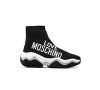 Love Moschino Baskets noires avec logo latéral Lettering imprimé. Semelle Tricolore en caoutchouc., Noir , 40 EU