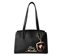 Love Moschino Heart Charm Sac à bandoulière Cuir véritable 35 cm noir