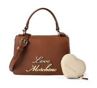 Love Moschino Heart Charm Sac à main Cuir véritable 21 cm brun