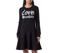 Love Moschino Manches Longues D avec Logo Italien 3 Effect brodé Robe, Noir, 42 Femme