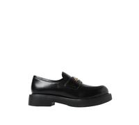 Love Moschino - Mocassins en cuir noir avec logo doré - Femme - Chaussures - Noir - Taille: 39 EU