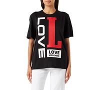 Love Moschino T- Shirt à Manches Courtes Oversize Fit, Noir, 40 Femme