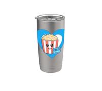 Love Movie Night - Joli cœur popcorn Gobelet isotherme en acier inoxydable double paroi