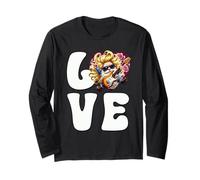 Love Music Heart Graphic For Rocker Mom Guitar Player Gnome Manche Longue