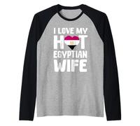 Love My Egyptian Wife Design Drapeau Égypte Cœur Couple Wear Manche Raglan