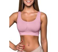 Love My Fashions Brassière de sport pour femme, rembourrée, sans couture, confortable, sans armatures, haut court extensible pour gym, yoga, course à pied, entraînement, fitness, rose bébé, 4XL