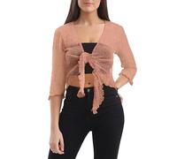 Love My Fashions® Nouveau Femmes Plain Fish Net Tricoté Tie Up Bolero Shrug Top Dames Manches Longues Extensible Cardigan Chemisier Printemps Eté Léger Taille Unique