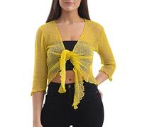 Love My Fashions® Nouveau Femmes Plain Fish Net Tricoté Tie Up Bolero Shrug Top Dames Manches Longues Extensible Cardigan Chemisier Printemps Eté Léger Taille Unique