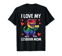 Love My Lesbian Mom Pride Rainbow Queer Ally T-Rex Dinosaure T-Shirt