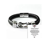 (Love My Son,to my husband)To My Son To My Grandson Bracelet,love You Forever Braided Leather Bracelet Men's Braided Leather Knot Bracelet