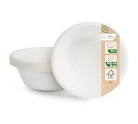 Love Nature Bol Jetable - Vaisselle Canne à Sucre 10 pièces - Écologique Bols Jetables 500ml - Biodégradable Résistant et Solide
