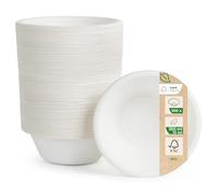 Love Nature Bol Jetable - Vaisselle Canne à Sucre 100 pièces - Écologique Bols Jetables 350ml - Biodégradable Résistant et Solide