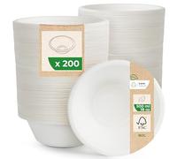 Love Nature Bol Jetable - Vaisselle Canne à Sucre 200 pièces - Écologique Bols Jetables 500ml - Biodégradable Résistant et Solide